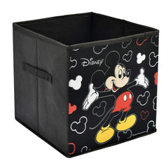 Fun Homes Disney Print Non Woven Fabric 2 Pieces Foldable Large Size Storage Cube Toy,Books,Shoes Storage Box with Handle (Black & Royal Blue)