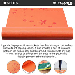 Strauss Yoga Mat Floral, 6 mm (Orange)