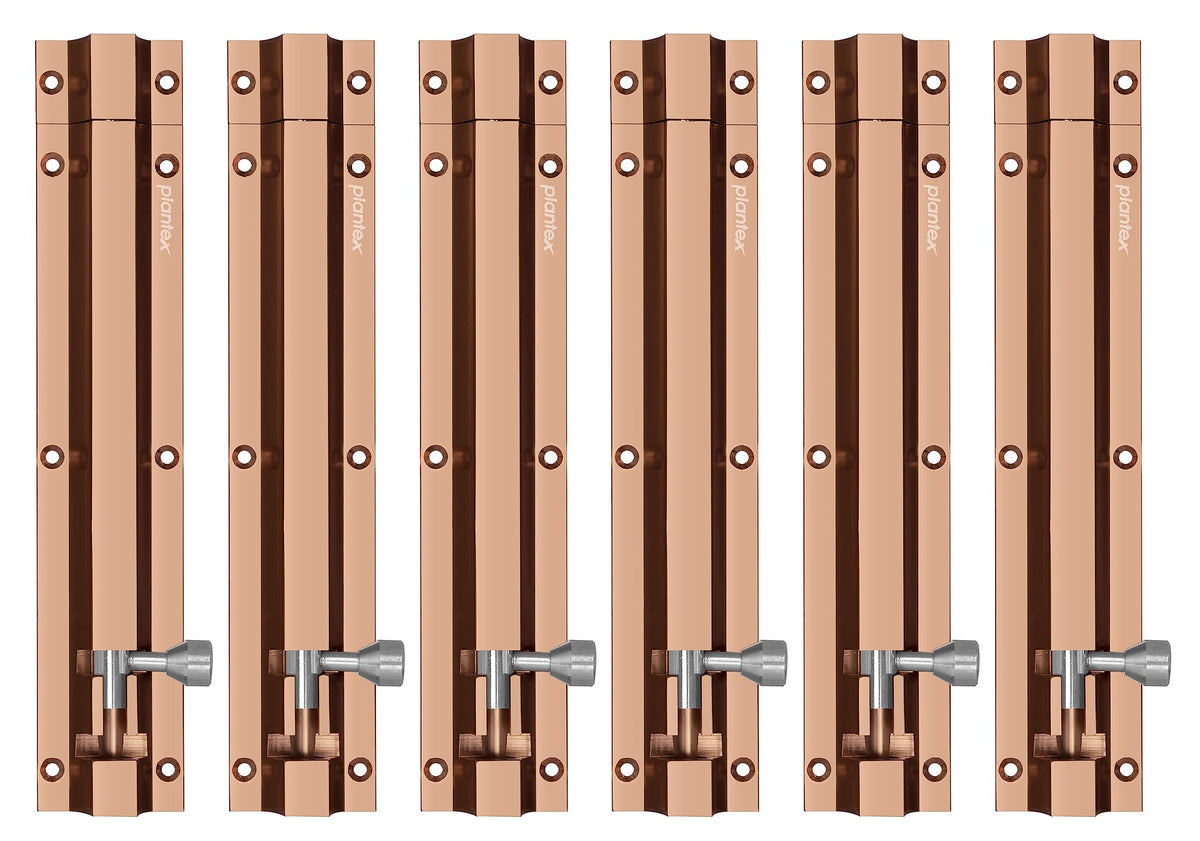 Plantex 8-inches Long Latch Lock for Door and Windows - Rose Golden(Pack of 6)