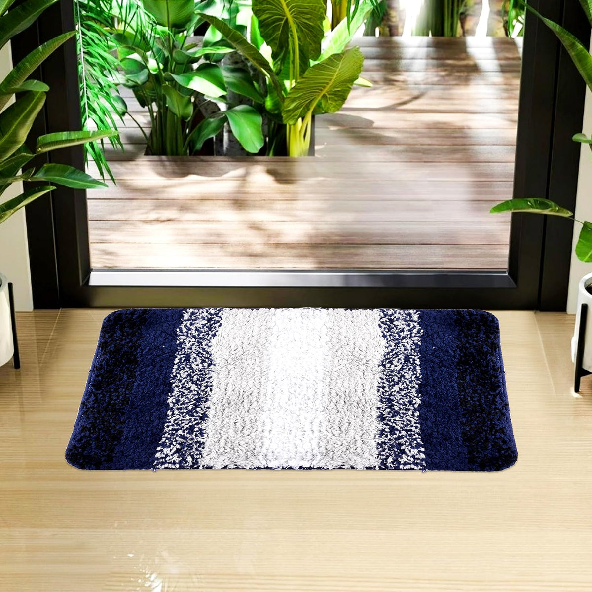 Kuber Industries Door Mat | Dust Trapper Mat | Door Entrance Mat | Anti-Skid Door Mat | Floor Mat for Home Entrance | Blue Patta Rainbow Mat | Entryway Door Mat | Gray