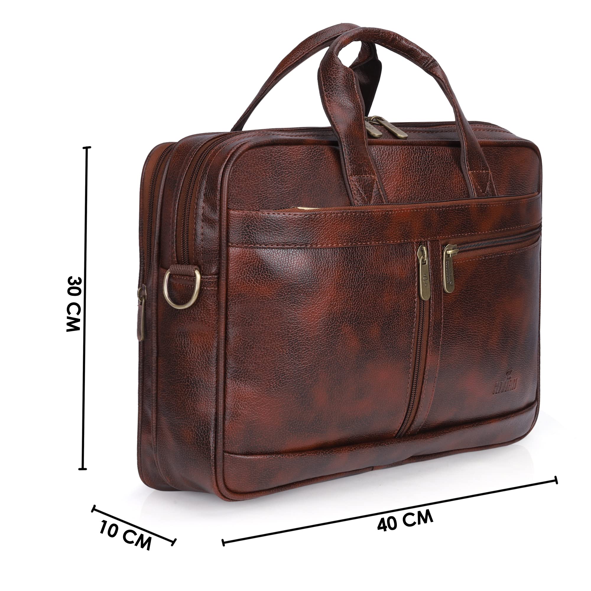 The Clownfish Faux Leather 15.6 inch Laptop Messenger Bag Briefcase Laptop Bag (Tan)