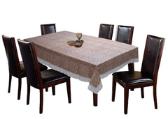 Kuber Industries Checkered Design PVC 6 Seater Dining Table Cover (Light Brown)-CTKTC030304