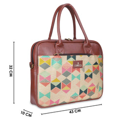 The Clownfish Deborah series 15.6 inch Laptop Bag For Women Printed Handicraft Fabric & Faux Leather Office Bag Briefcase Messenger Sling Handbag Business Bag (Multicolour)