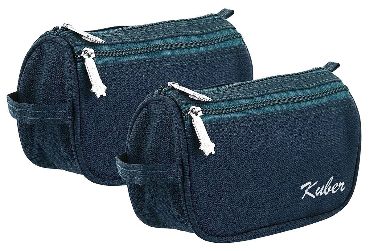 Kuber Industries Toiletry Travel Bags Shaving Kit/Pouch/Bag for Men and Women with 2 Main Compartment (Set of 2,Blue)-KUBMART11930