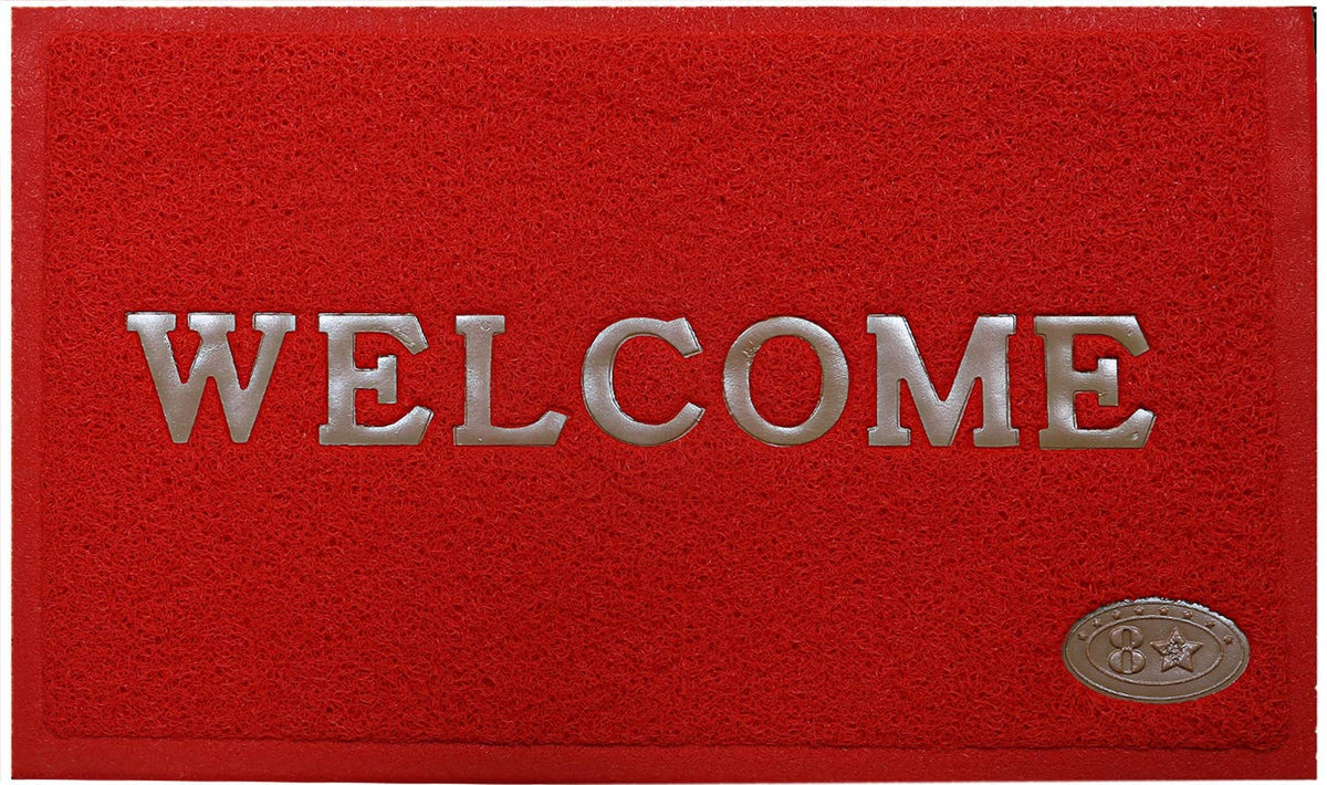 Kuber Industries PVC Anti Skid Welcome Door Mat (Red) -CTKTC28983