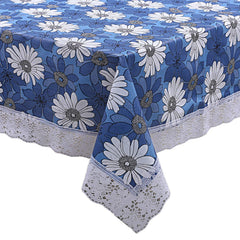 Kuber Industries Table Cloth|Center Table Cover|Round Table Cover|Table Cover 4 Seater|(Blue)(Polyvinyl Chloride (PVC), Pack of 1)