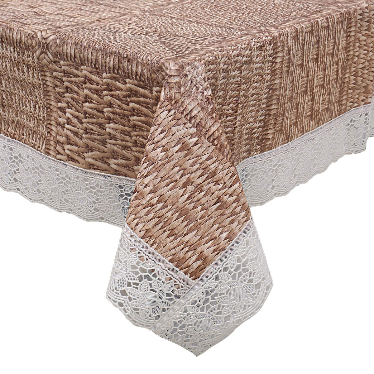 Kuber Industries Checkered Design PVC 4 Seater Center Table Cover (Brown) -CTKTC030295