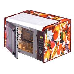 Kuber Industries Fruits Design PVC Microwave Oven Full Closure Cover for 20 Litre (White & Maroon) CTKTC33239