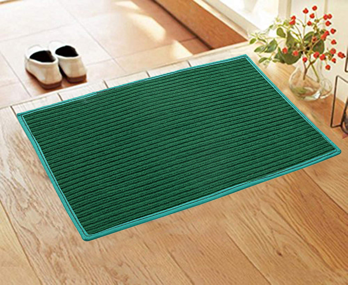 Kuber Industries Microfiber Anti Slip Door Mat 14"x21"(Green) -CTKTC29243