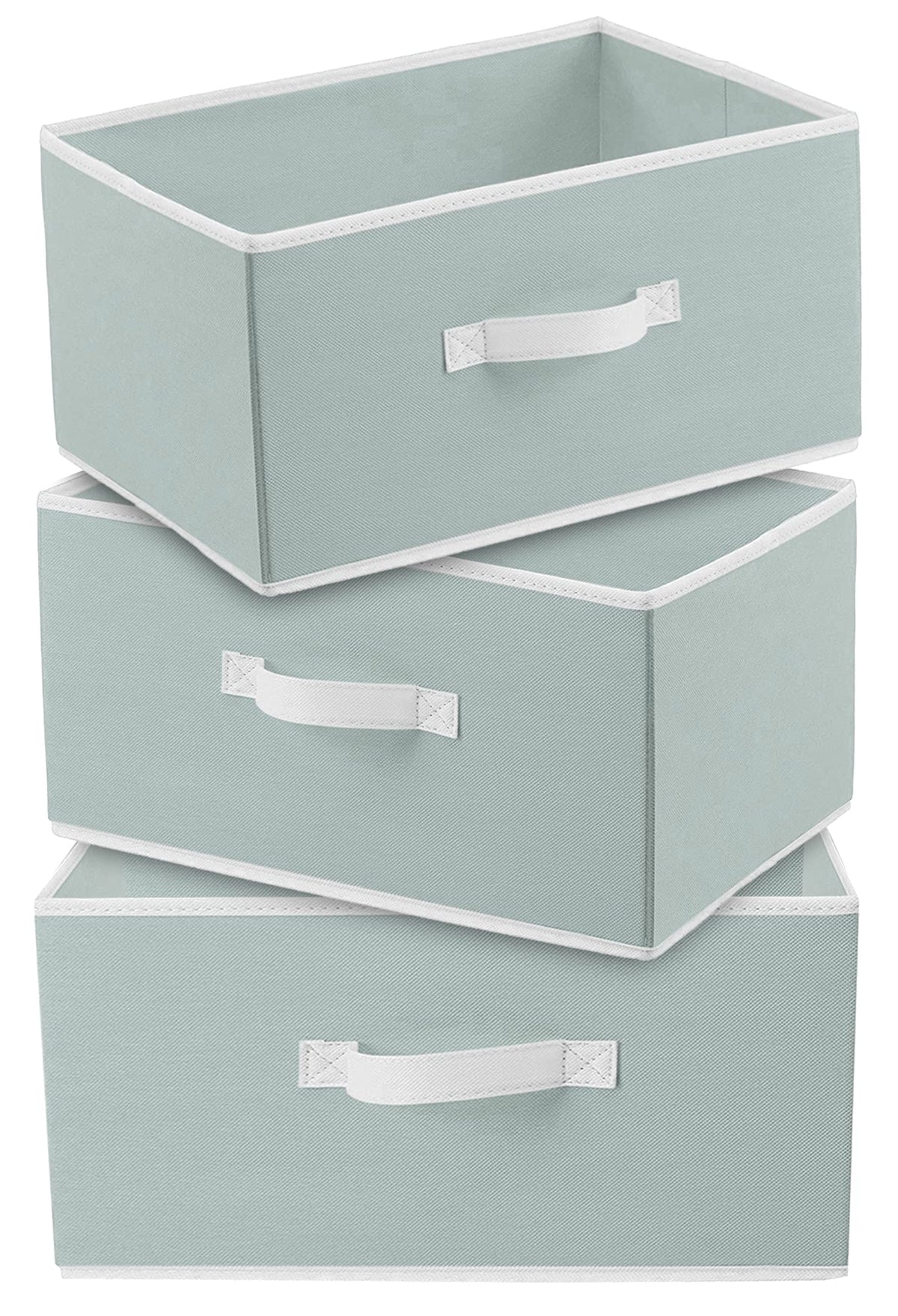 Kuber Industries Foldable Boxes For Storage (Pack of 3) - Multipurpose Storage Organizer For Clothes | Wardrobe | Closet | Toys | Books | Home - Undergarment Organizer Basket With Handle (Light Grey)