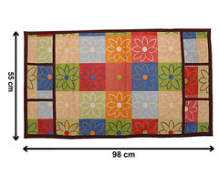 Heart Home Fridge Top Cover|Floral Print & Water Resistant PVC Material|6 Utility Side Pockets with Plain Border|Size 98 x 58 CM, Pack of 1(Blue)