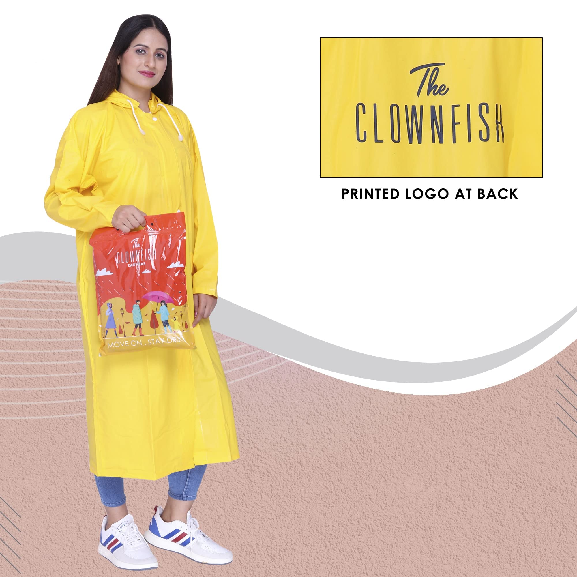 The Clownfish Juliet Series Raincoats for Women Rain Coat for Women Raincoat for Ladies Waterproof Reversible Double Layer Longcoat with Printed