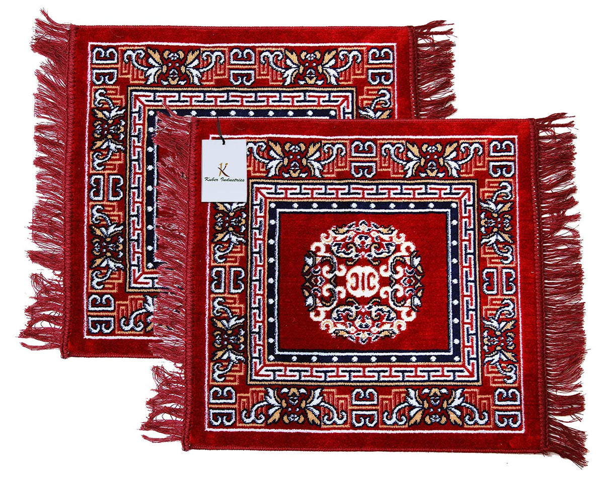 Kuber Industries Rug (Red, Maroon, Velvet, Standard, Rectangular, ‎60 x ‎60 cm)