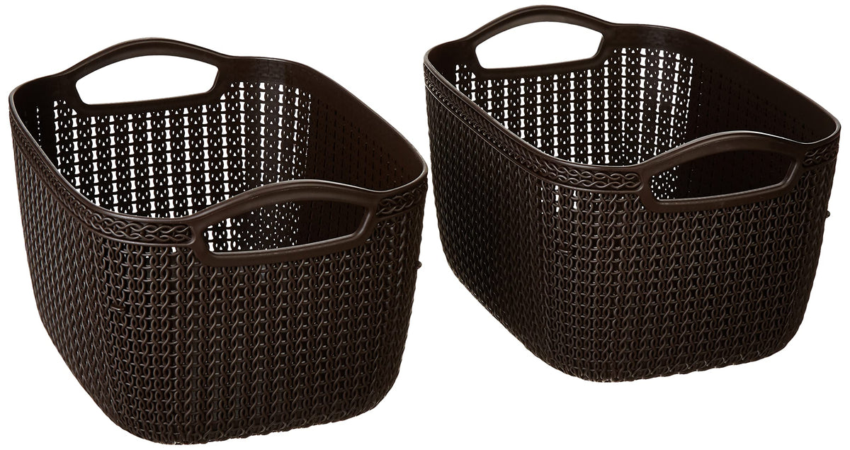 Kuber Industries Unbreakable Plastic 2 Pieces Multipurpose Large Size Flexible Storage Baskets/Fruit Vegetable Bathroom Stationary Home Basket with Handles (Cream) -CTKTC37823,standard