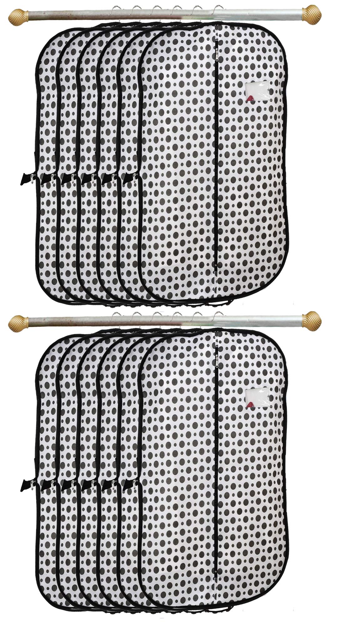 Kuber Industries Polka Dots Printed 12 Pieces Foldable Non Woven Men's Coat Blazer Cover (Black & White)-KUBMART905