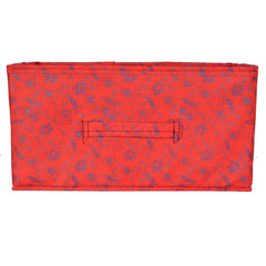 Kuber Industries Metalic Floral Print Non Woven Fabric 3-Drawer Storage and Cloth Organizer Unit for Closet (Red)-KUBMART1184