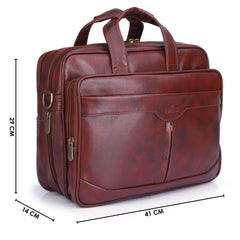 The Clownfish 16 Litre Faux Leather Expandable Capacity 15.6 inch Laptop Messenger Bag Briefcase (Tan)