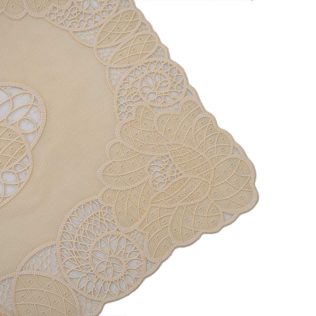 Kuber Industries Leaf Design Virgin Viny Soft Fabric Dining Table Runner 34"x17" or 84 x 42 cm (Cream) - CTKTC045911