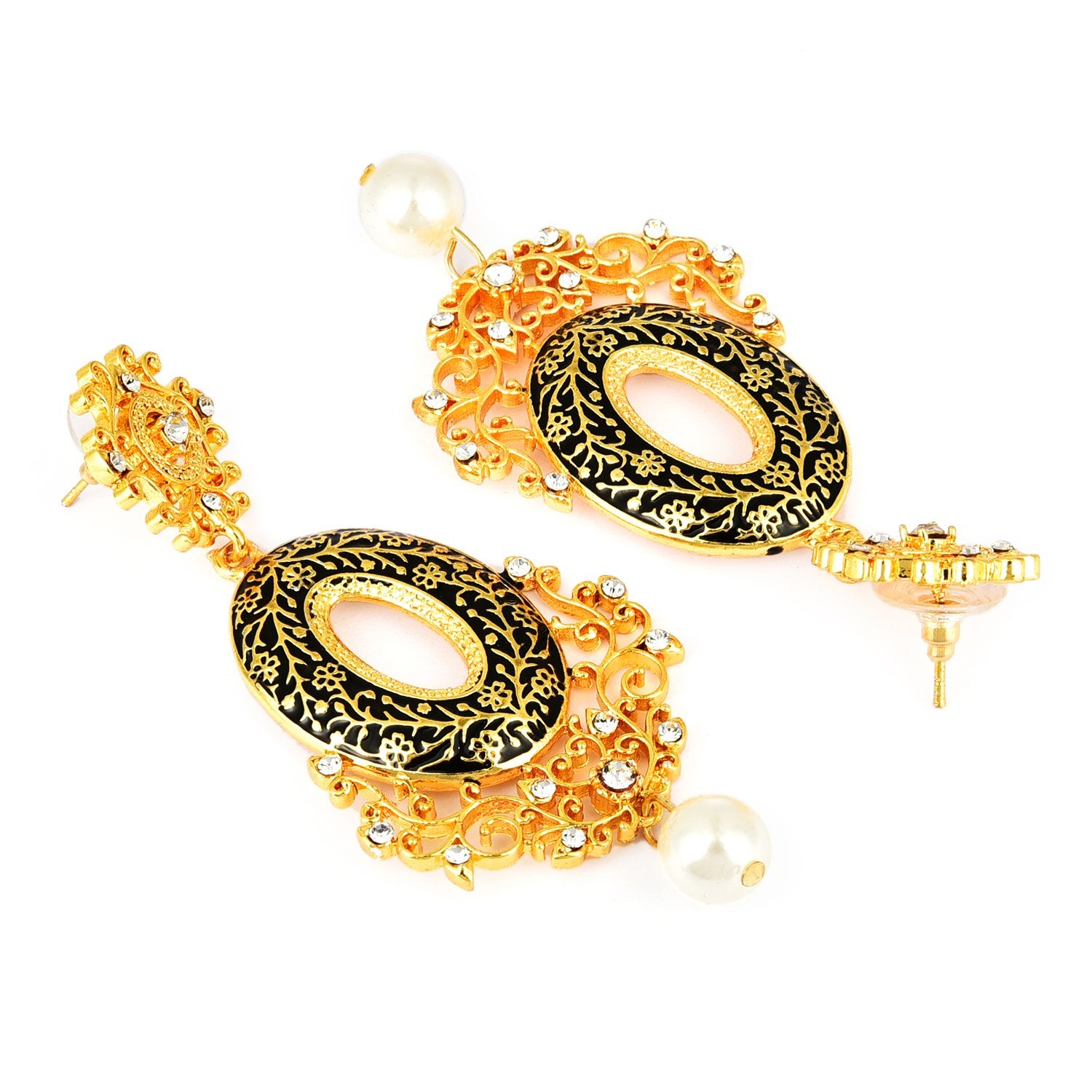 Yellow Chimes Meenakari Work Rajwada Traditional Chandbali Earrings for Women & Girls