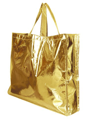 Kuber Industries Reusable Large Size Grocery Bag Shopping Bag with Handle, Non-Woven Gift Bag Goodies Bag Gold Tote Bag-Pack of 24 (Gold) (HS_36_KUBMART018945)