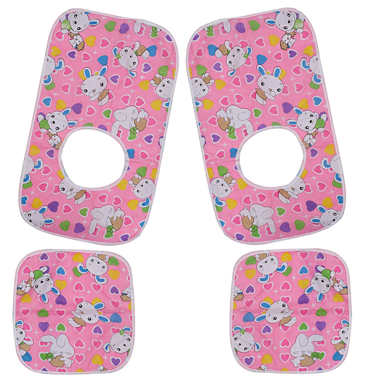 Heart Home Animal Printed Cotton 2 Pieces Waterproof Baby Apron with Baby Food Mat Set (Pink)- CTHH6157