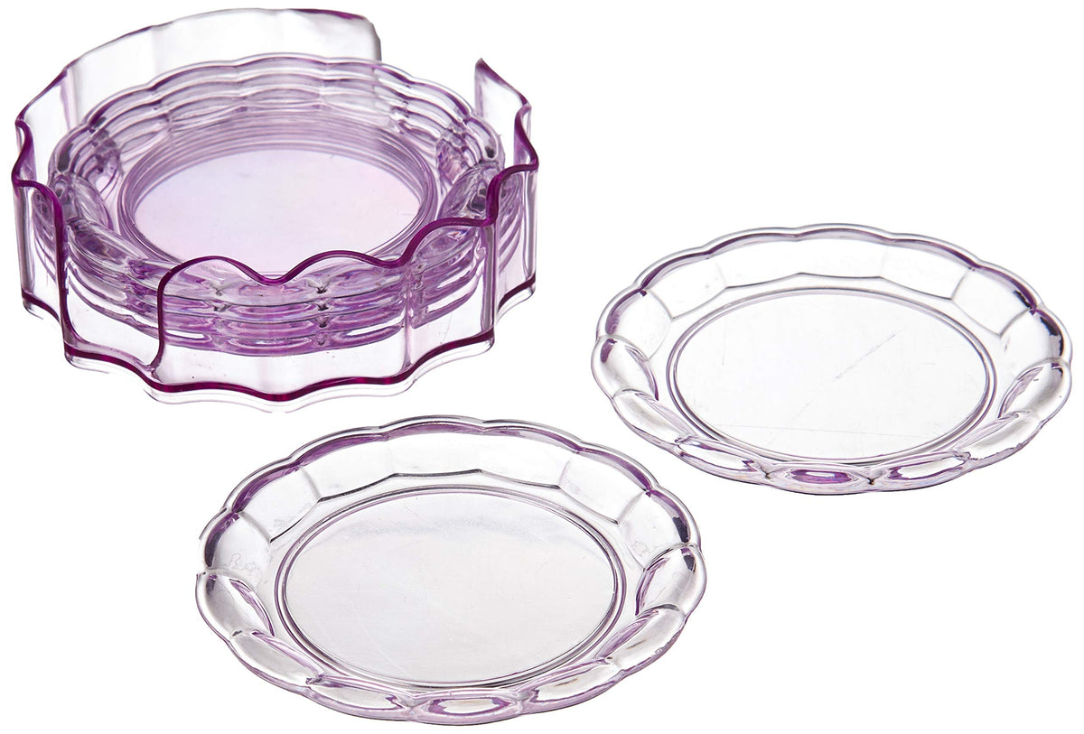 Kuber Industries 6 Pieces Tea Coaster with Stand (Purple)