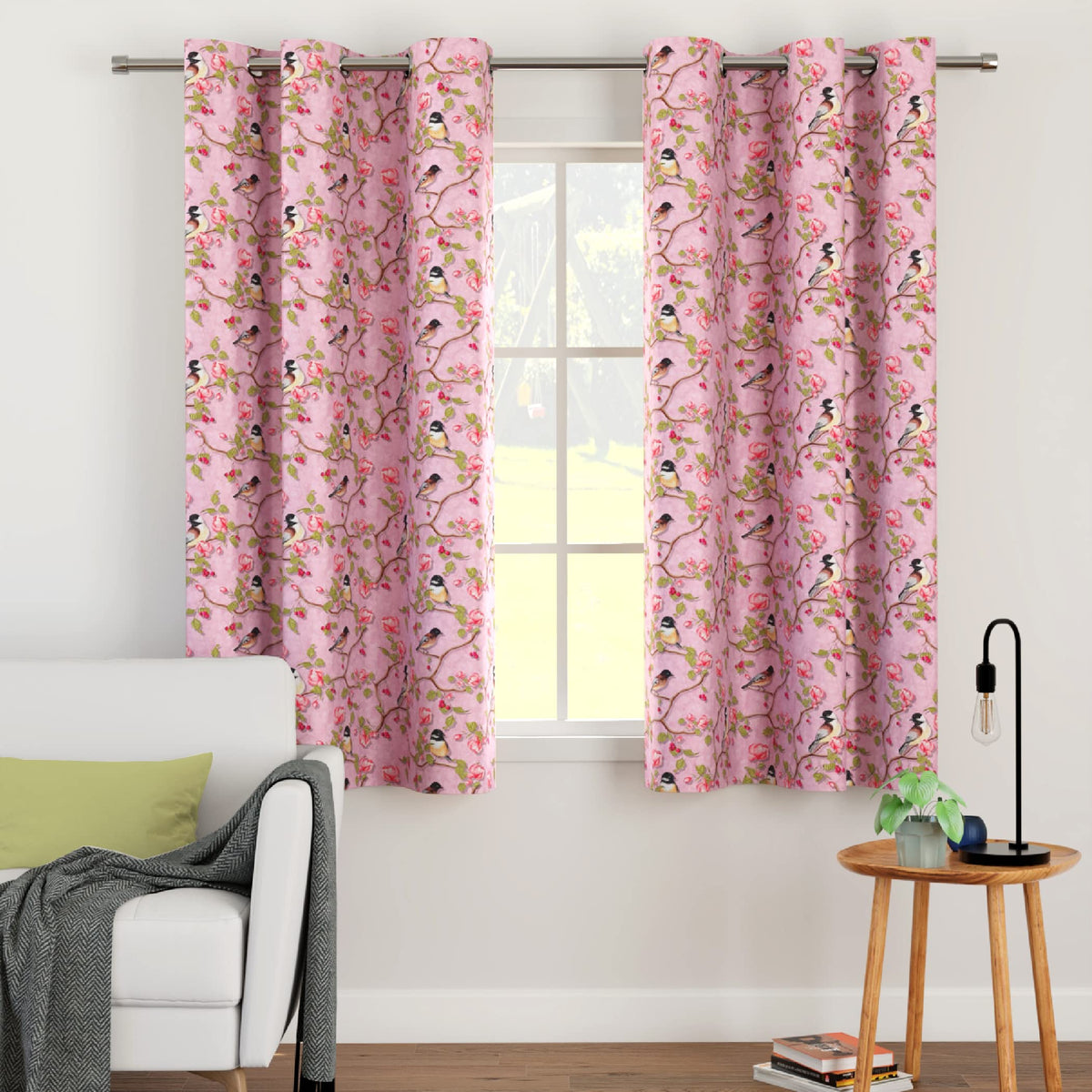 Encasa Homes Blackout Curtains (5 ft, 2 Panels) - Room Darkening - Floral Digital Print with Grommets, 85% Light Blocking, Sound & Heat Reducing - F1 Spring