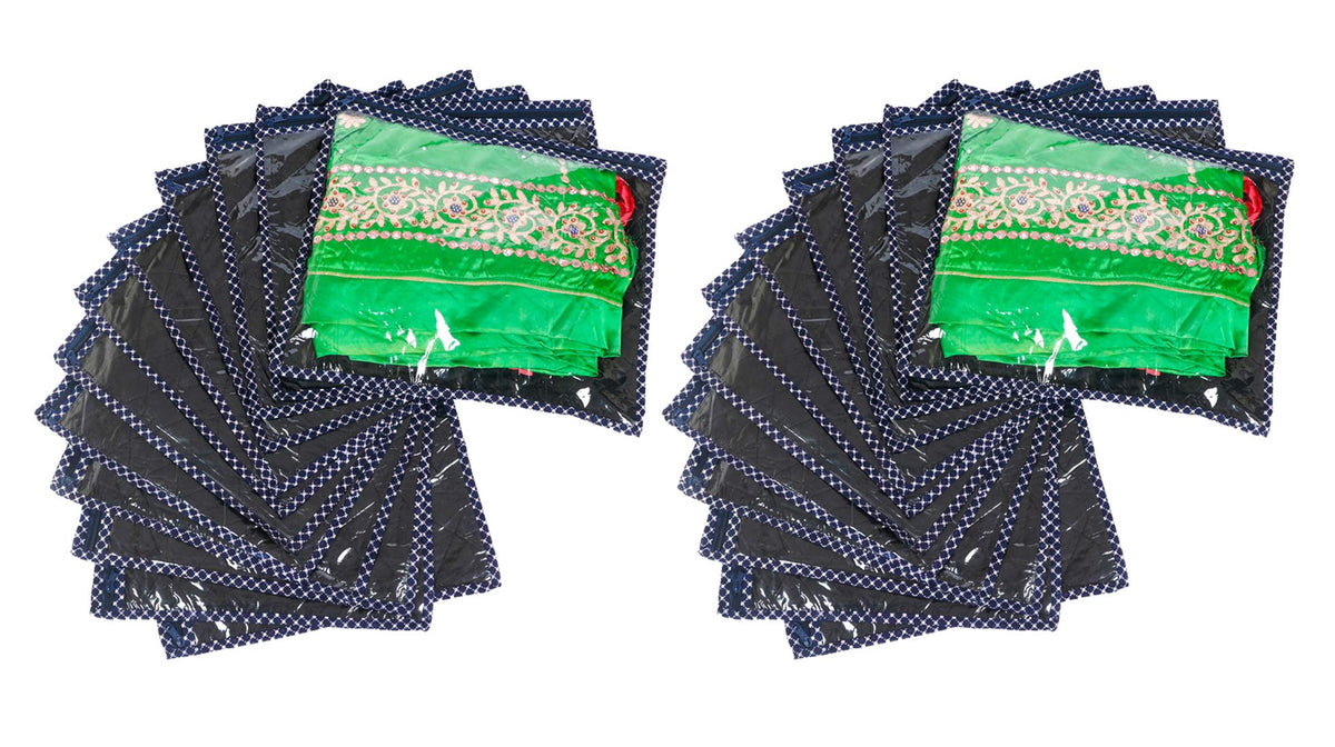 Kuber Industries Rexine Single Packing 24 Pieces Saree Cover (Dark Blue) - CTKTC23165