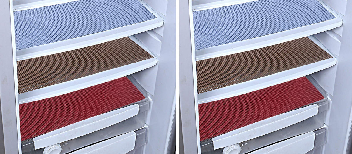 Kuber Industries PVC 6 Piece Anti Skid Refrigerator Drawer Mat Set - Multicolour