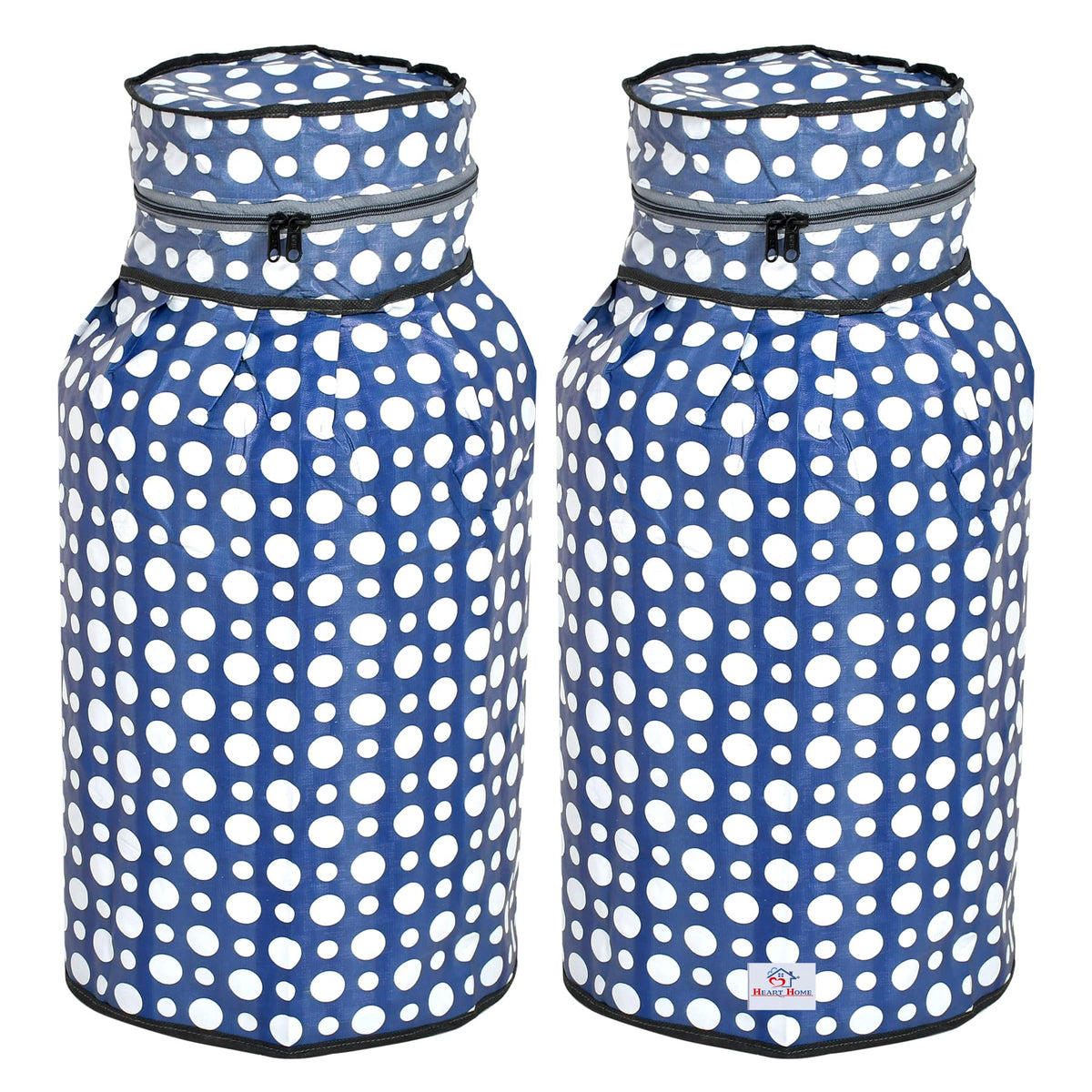 Heart Home Dot Printed PVC Lpg Gas Cylinder Cover- Pack of 2 (Blue & White)-HS43HEARTH25623