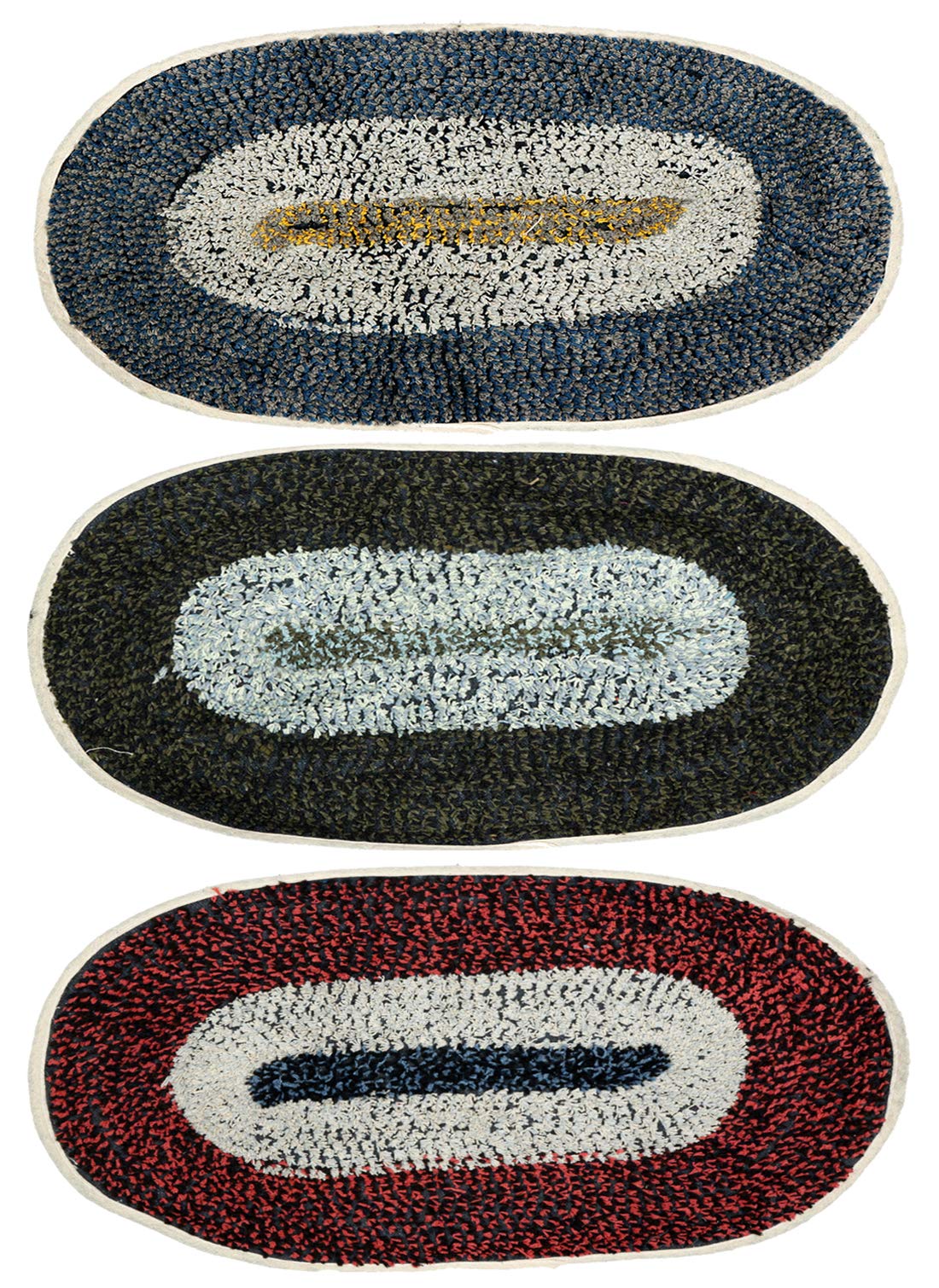 Kuber Industries Oval Design Soft Cotton 3 Pieces Door Mat (Multi) -CTKTC32491