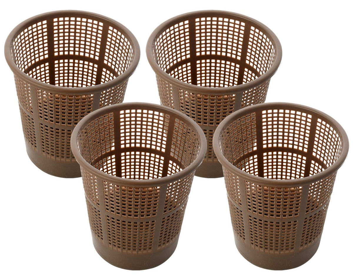 Kuber Industries Plastic 4 Pieces Mesh Dustbin Garbage Bin for Office use, School, Bedroom, Kids Room, Home, Multi Purpose,5 Litres (Brown, CTKTC44499),standard