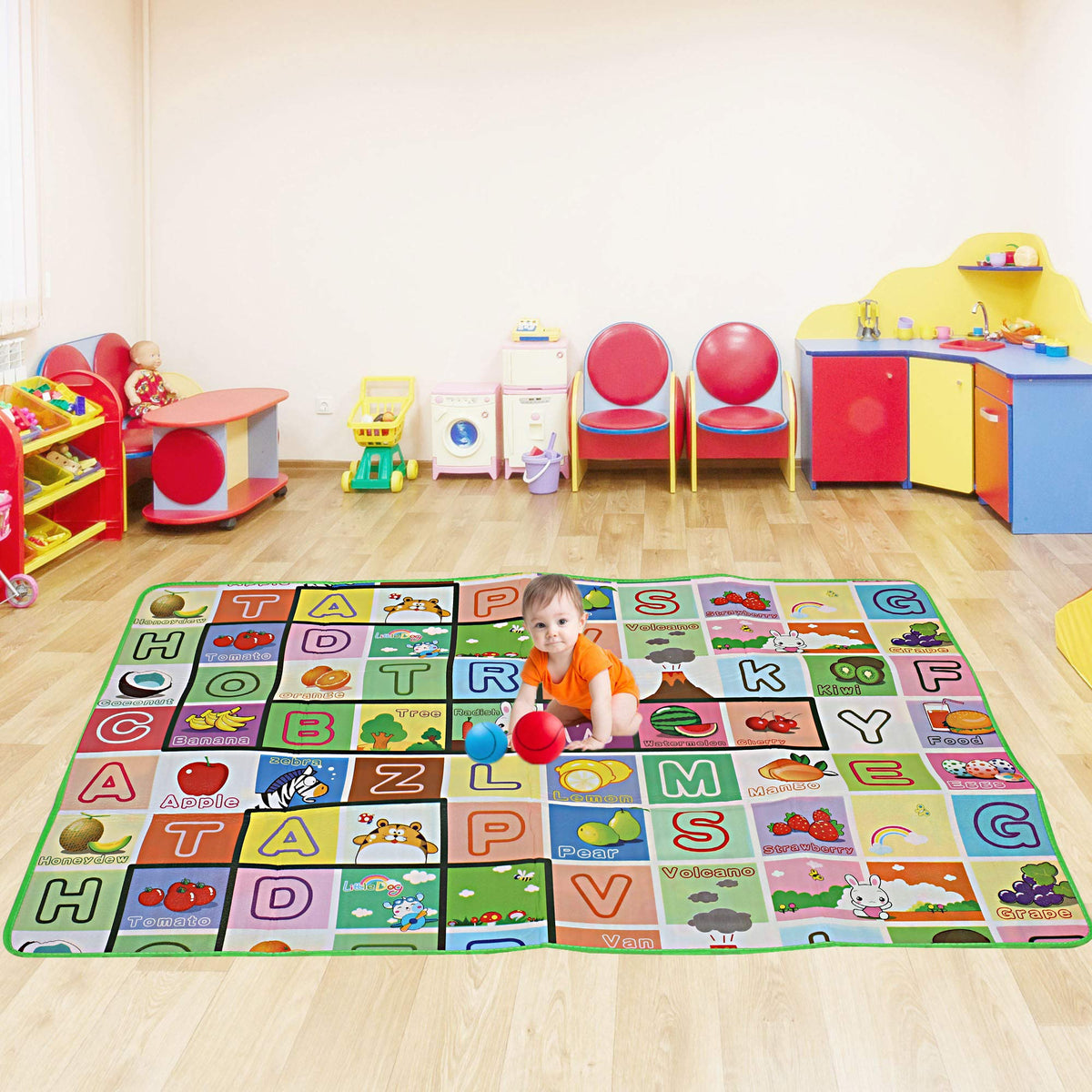 Kuber Industries Memory Foam Reversible Waterproof Kid’s Crawling Play Mat - Multicolour