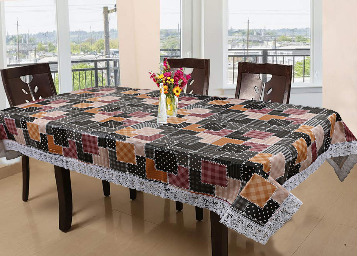 Kuber Industries Checkered PVC 6 Seater Dining Table Cover - Multicolour