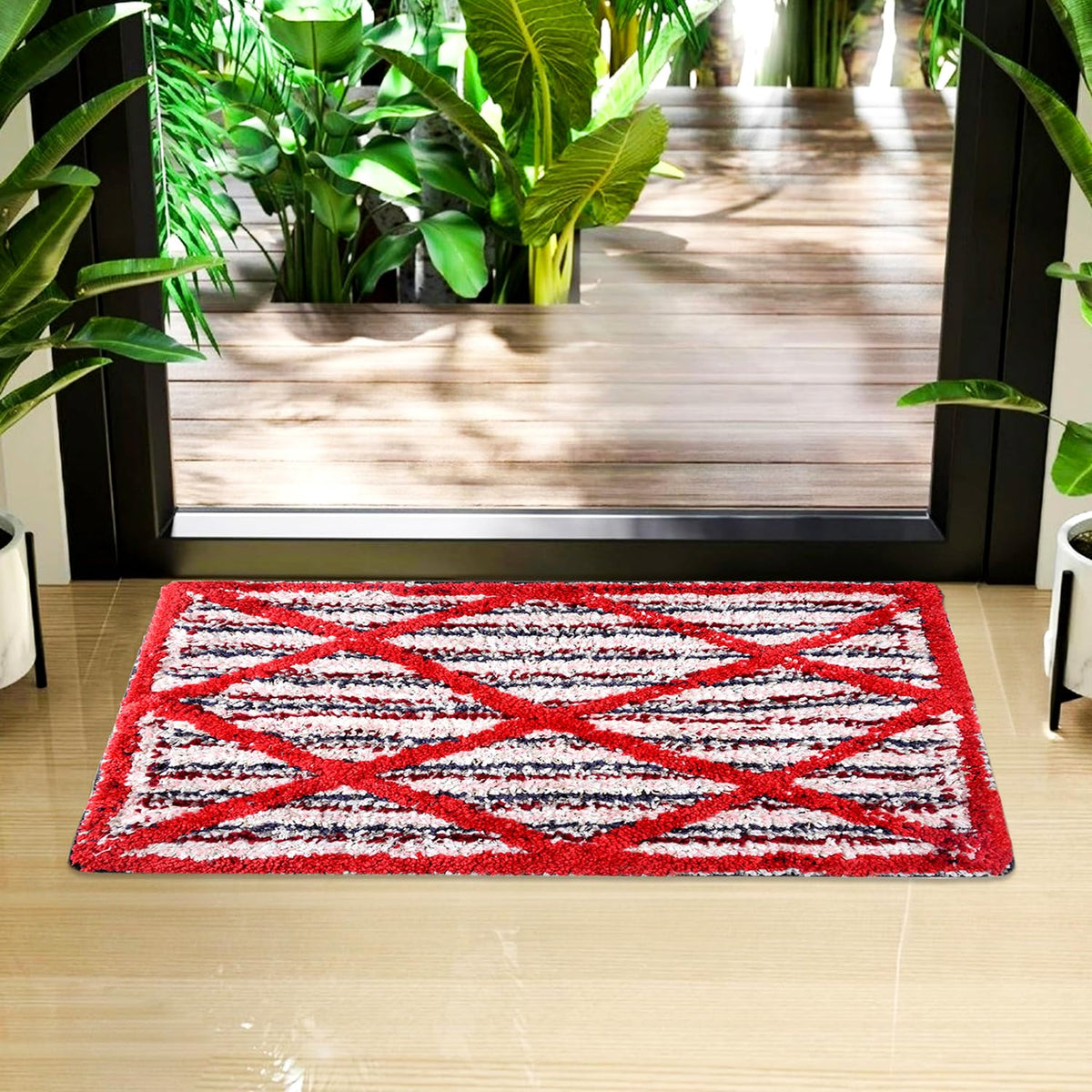 Heart Home Door Mat | Dust Trapper Mat | Door Entrance Mat | Anti-Skid Door Mat | Floor Mat for Home Entrance | Katli Mingle Door Mat | Entryway Door Mat | Red