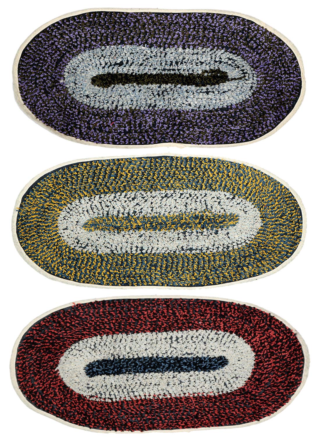 Kuber Industries Oval Design Soft Cotton 3 Pieces Door Mat (Multi) -CTKTC32486
