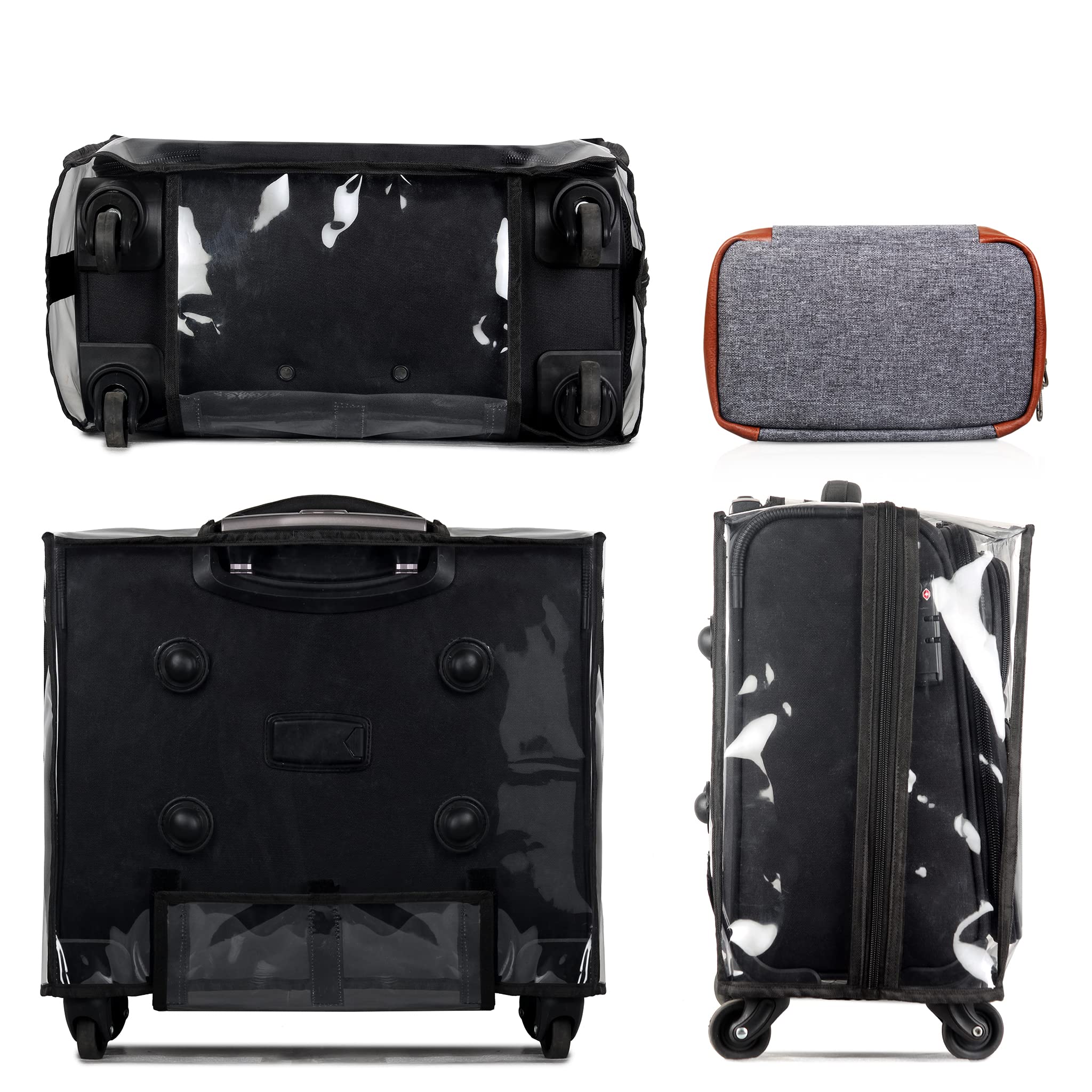 THE CLOWNFISH Wanderer Luggage Polyester Softsided Check-in Suitcase 4  Wheel Trolley Bag Laptop Roller Case (44 cms, Charcoal Black)