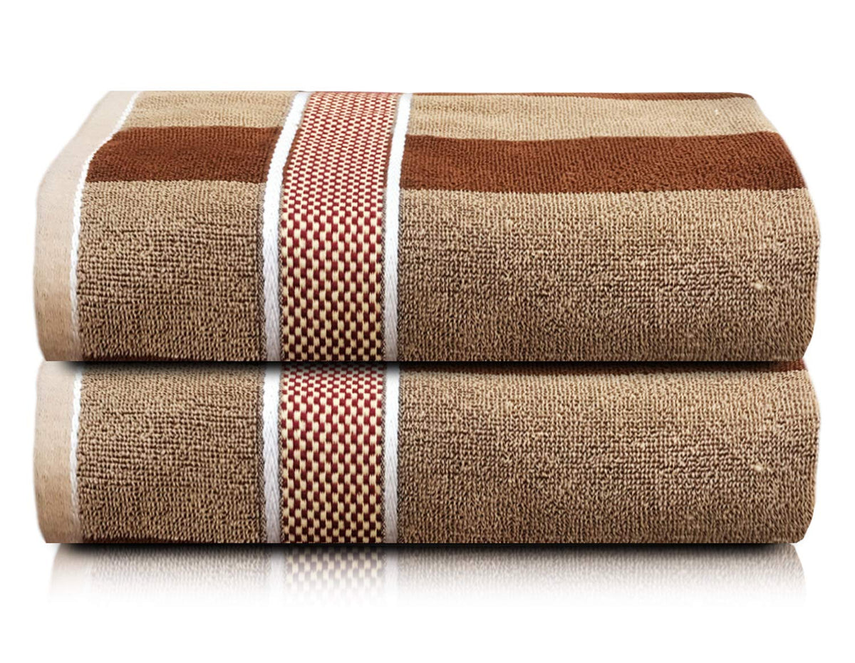 Kuber Industries Cotton 2 Pieces Bath Towel Super Soft, Fluffy, and Absorbent, Perfect for Daily Use 100% Cotton Towels, 500 GSM (Brown)-KUBMART16053