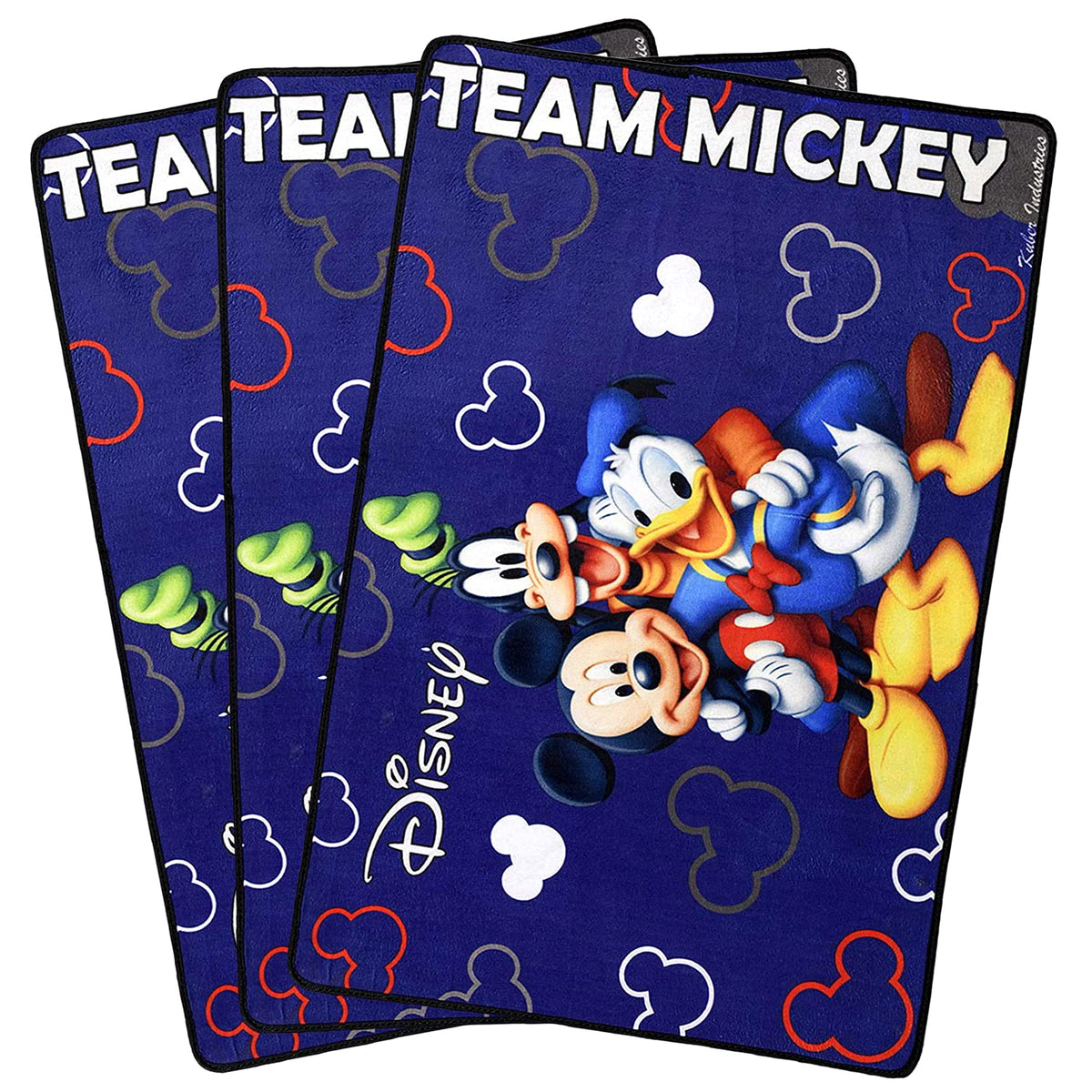 Kuber Industries Disney Team Mickey Printed Heavy Duty Indoor Outdoor Anti-Slip Rubber Door Mat, Welcome Mat, 23"x15"- Pack of 3 (Blue)