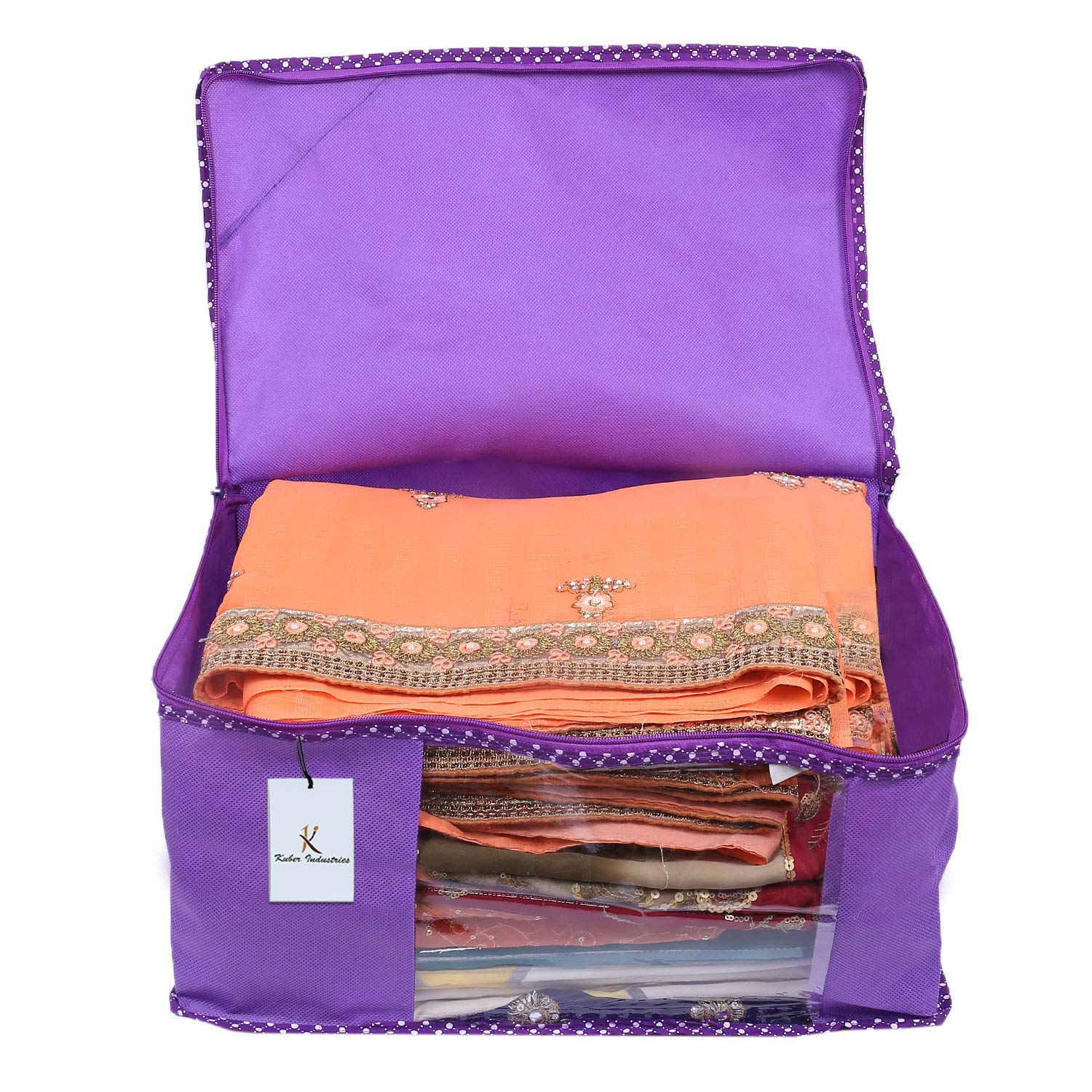 Kuber Industries 12 Piece Non Woven Saree Cover Set, Royal Blue,Large Size -CTKTC6452
