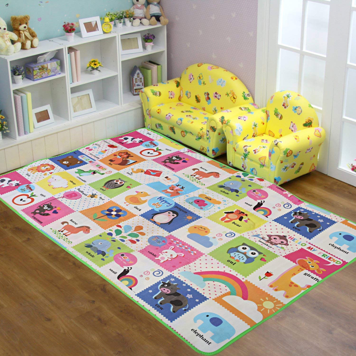 Kuber Industries Double Sided Water Proof Baby Carpet, Kids Infant Crawling Play Mat, Multicolor, Standard
