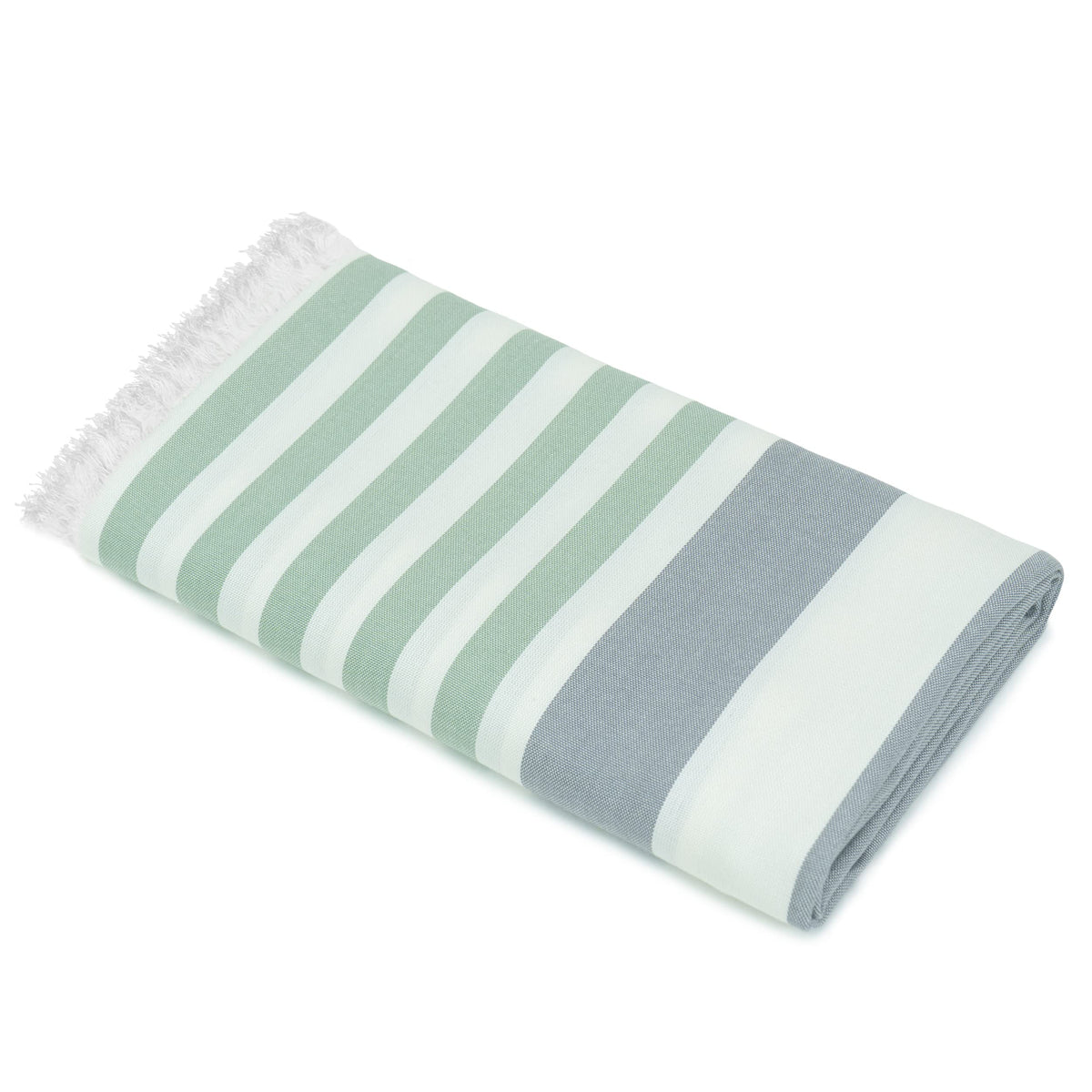 Mush Extra Large Cabana Style Turkish Towel Made of Bamboo - (90 x 160 cms) - Ideal for Beach, Bath, Pool etc (Light Green & Grey, 1)