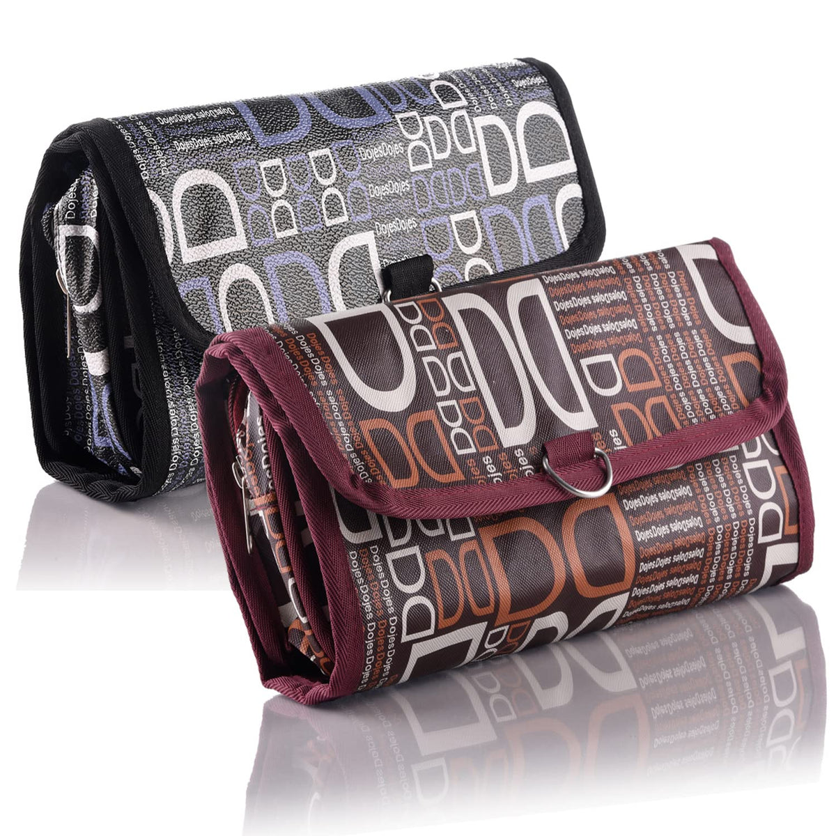 Kuber Industries Hanging Organizer|Rexine Makeup Travel Organizer|Foldable D Print Cosmetic Bag|Bathroom Organizer Kit|Toiletry Bag for Men & Women|Pack of 2 (Multi)