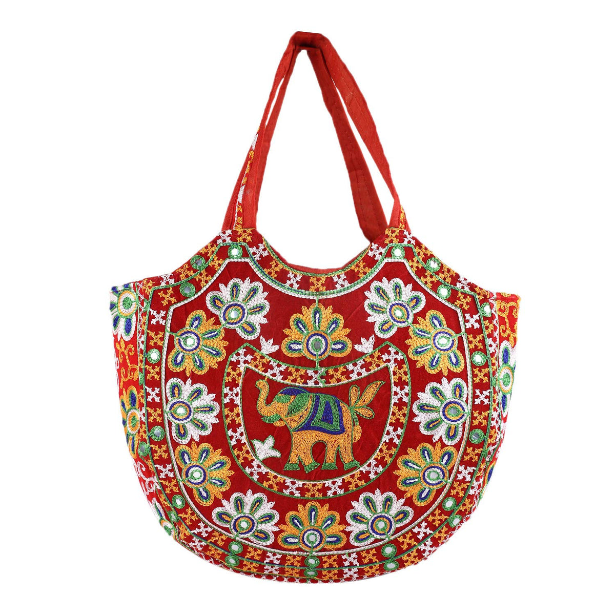 Kuber Industries Peacock Design Polyester Handcrafted Embroidery Women’s Shoulder Bag, Maroon (CTKTC4360)