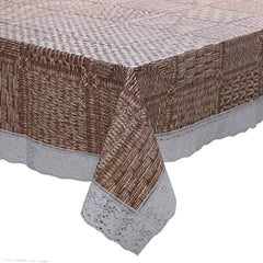Kuber Industries Checkered Design PVC 6 Seater Dining Table Cover (Light Brown)-CTKTC030304