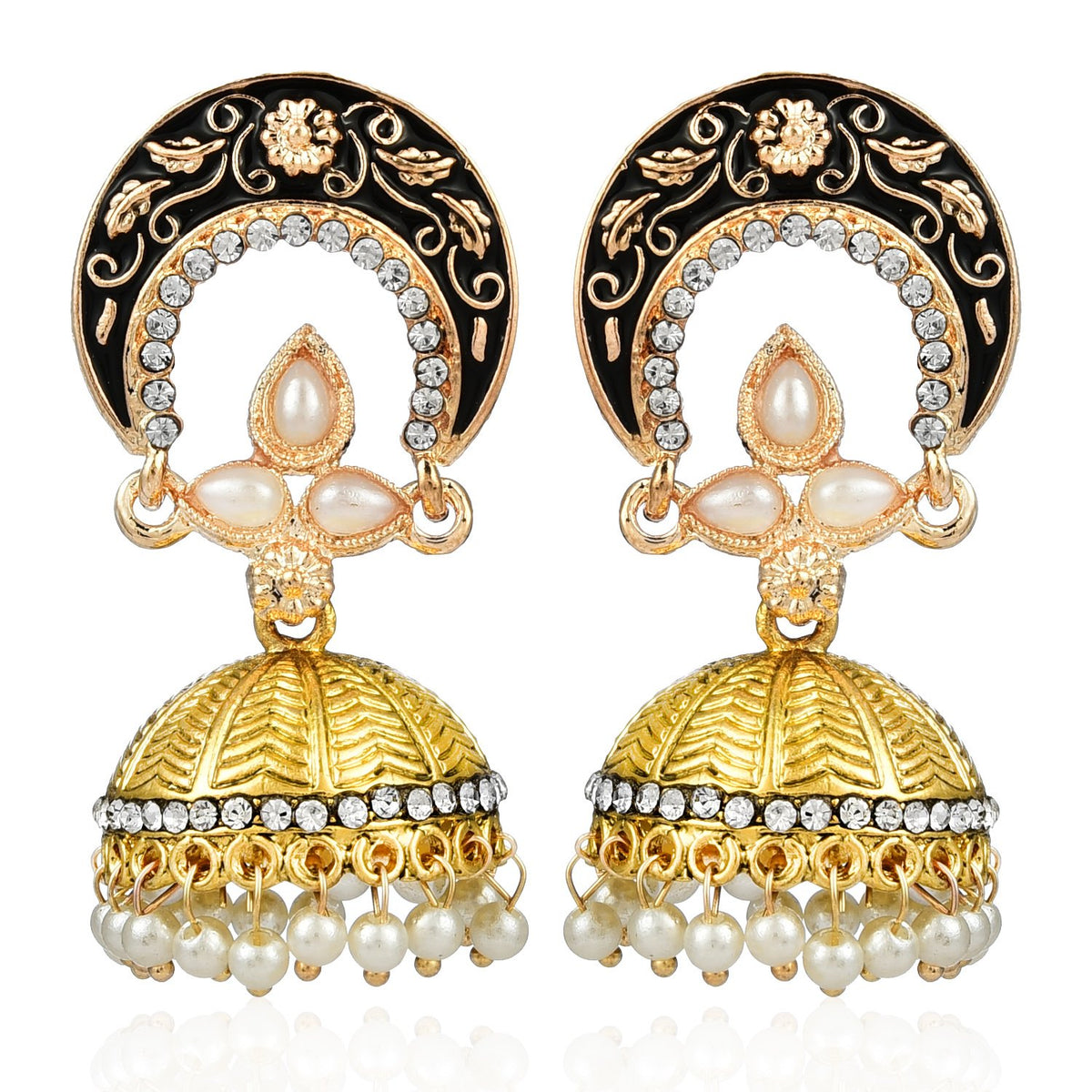 Yellow Chimes Meenakari Work Traditional Jhumka Fusion Chandbali Earrings for Women & Girls