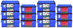 Kuber Industries Non Woven 6 Pieces Saree Cover and 6 Pieces Underbed Storage Bag, Cloth Organizer for Storage, Blanket Cover Combo Set (Royal Blue) -CTKTC38497