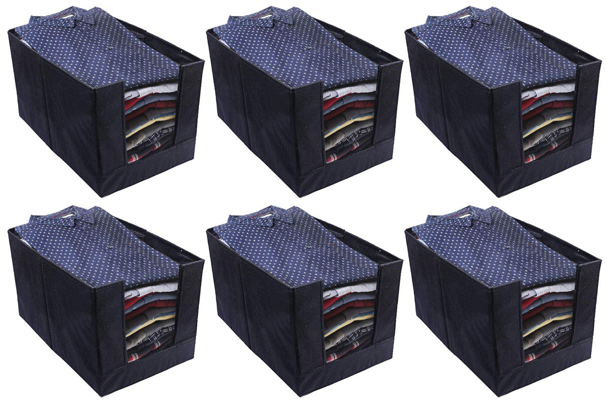 Kuber Industries Non Woven Shirt Stacker Wardrobe Organizer Set, (Black, 6 Pieces, CTKTC031834)