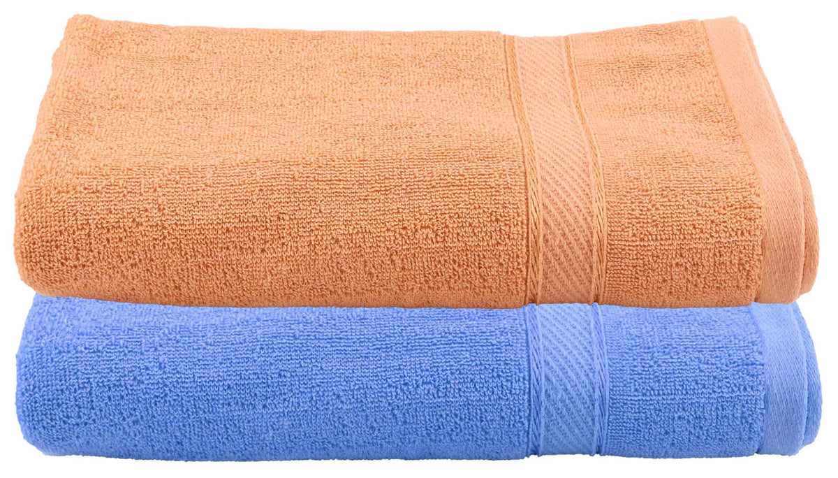 Kuber Industries Cotton Bath Towel 500 GSM (2 Pieces, Blue and Light Brown)