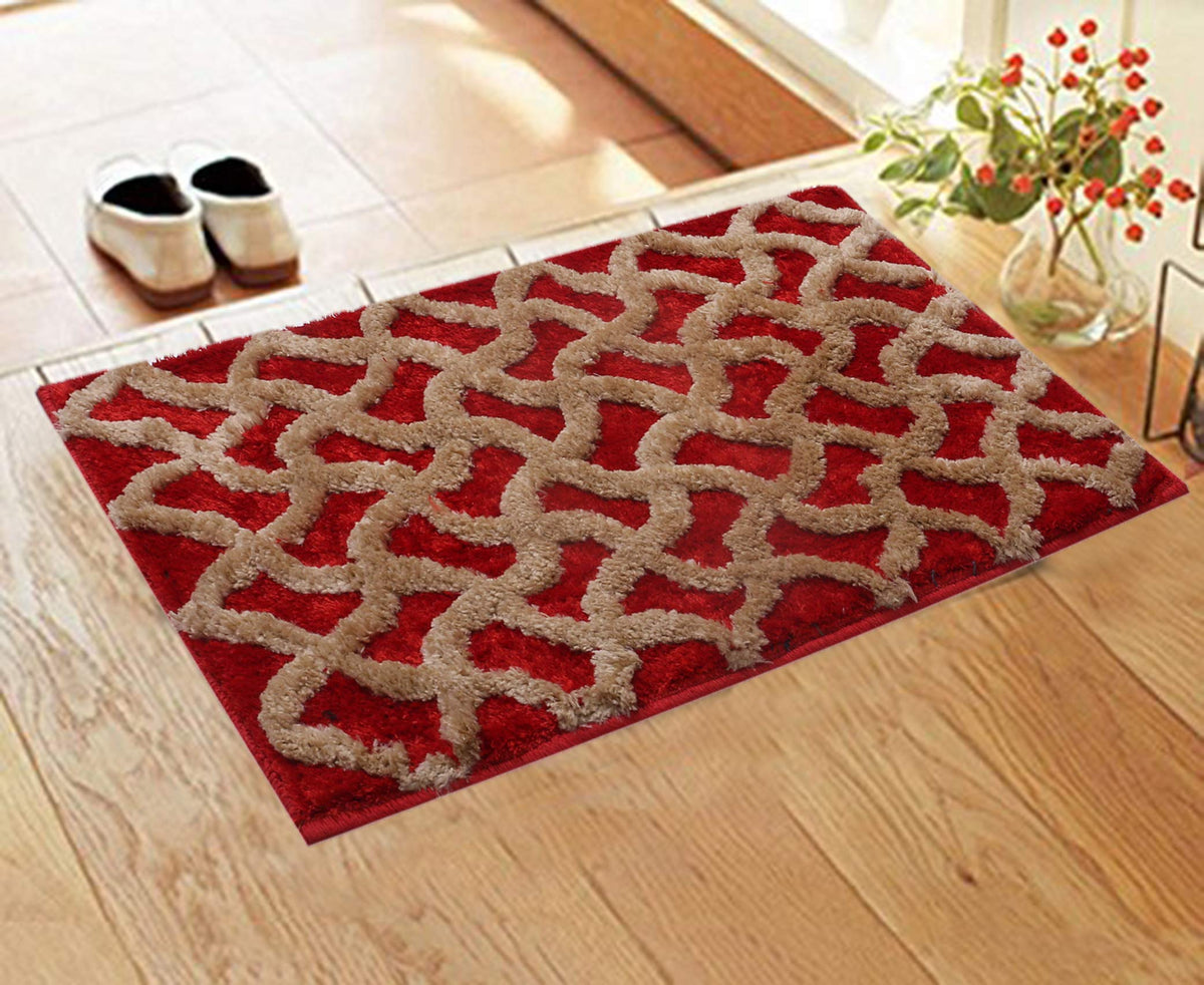 Kuber Industries Soft Cotton Blend Anti Slip Door Mat 17"x25" (Maroon) - CTKTC029218